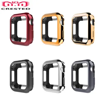 

Protective Case Cover For Apple Watch 4 5 band 44mm 40mm Iwatch series 4 5 silicone case rubber TPU Soft Protect frame shell