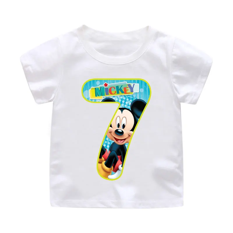 ZSIIBO Birthday T-shirt Boy Girl Letter Cartoon Mouse Print Summer short sleeve O-neck Tees Children clothing Kids tops CX6L102