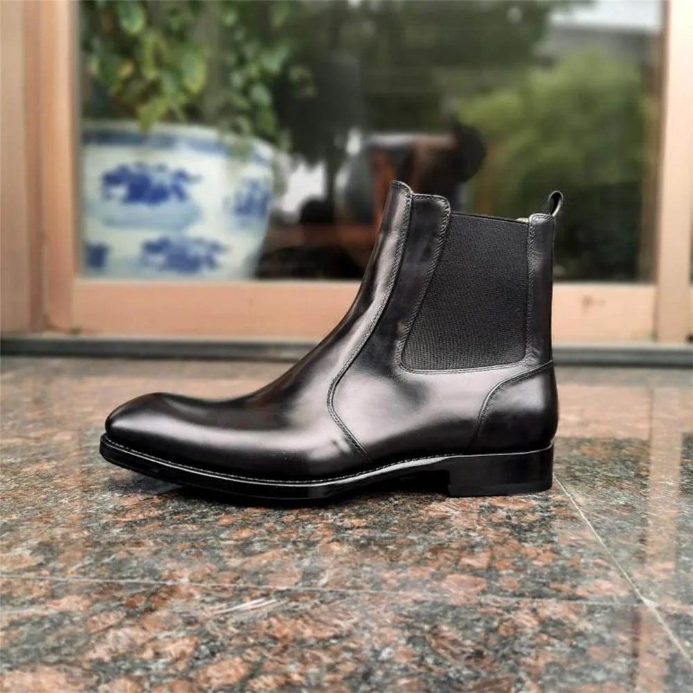 

Sipriks Top Quality Mens Chelsea Boots Imported France Calf Leather Ankle Boots Italian Goodyear Welted Shoes Slip On Dress 45