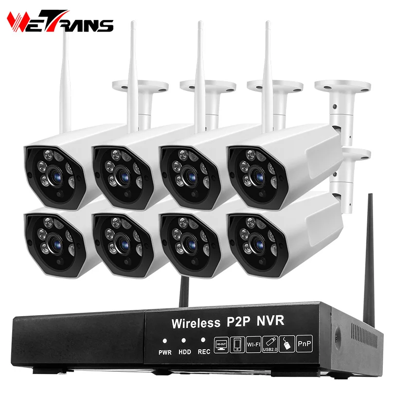 

Wetrans cctv system 1080p wifi camera security system Outdoor H.265 Wireless Surveillance Home 8CH wifi nvr kit 8 cameras