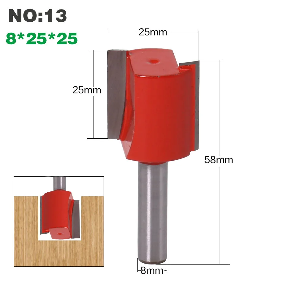 1 шт. 8 мм хвостовик 2 Флейта прямой бит Деревообрабатывающие инструменты фреза для дерева карбида вольфрама Концевая фреза - Длина режущей кромки: NO13