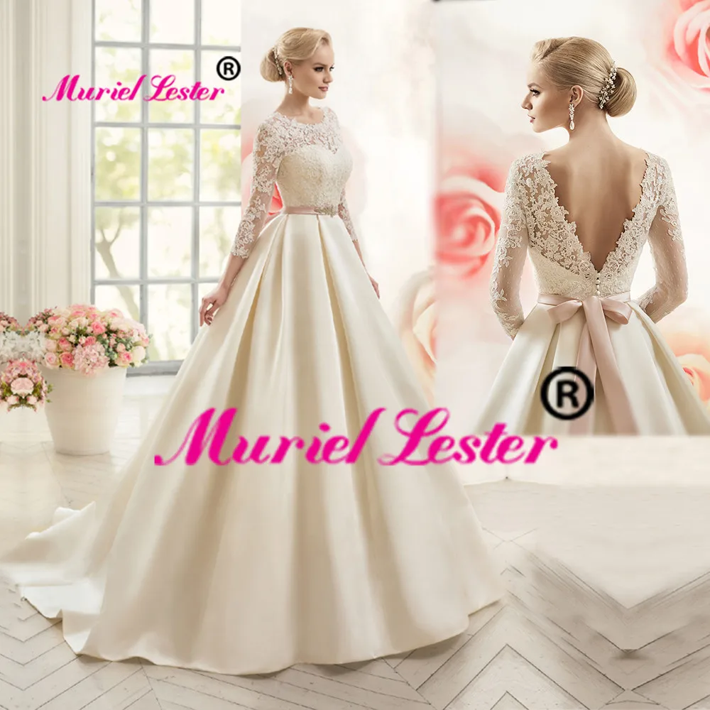 Vestido De Casamento три четверти рукава свадебное платье плюс размеры с Бисер Свадебные платья с поясом Robe De mariée Свадебные платья 2019