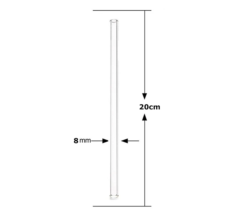 Стеклянные соломинки для смузи, 20 см х 8 мм Многоразовые прозрачные ПРЯМЫЕ стеклянные соломинки для смузи, молочных коктейлей, упаковка из 7 с 7 чистящими щетками