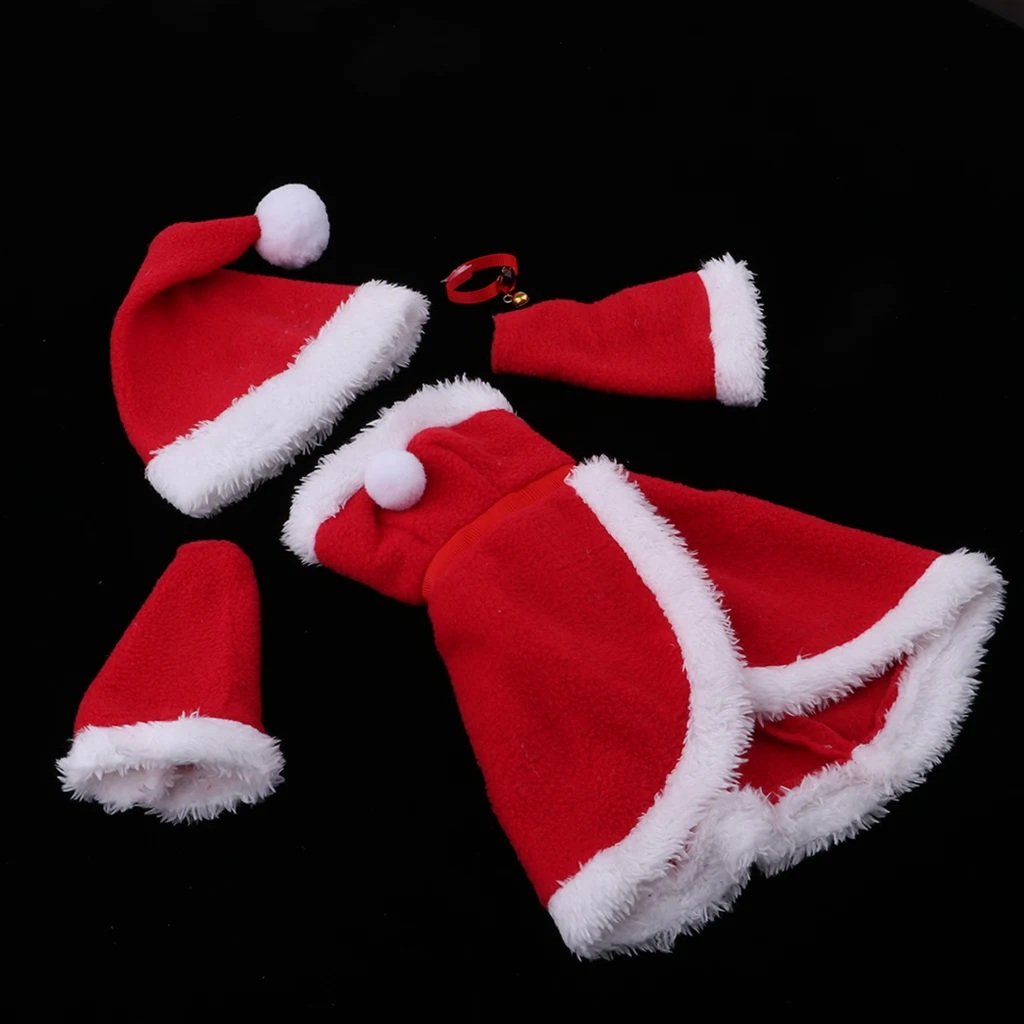 Handmade Plush Tube Top Dress, Hat and Necklace Suit for 1/3 BJD Doll Christmas Costume