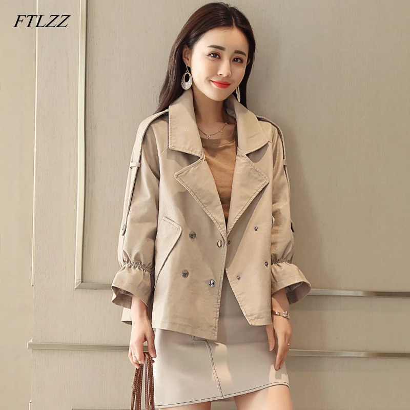 

Fitaylor New Pu Leather Jacket Women Faux Leather Jacket Spring Vintage Coat Female Casual Double Breasted Leather Outwear