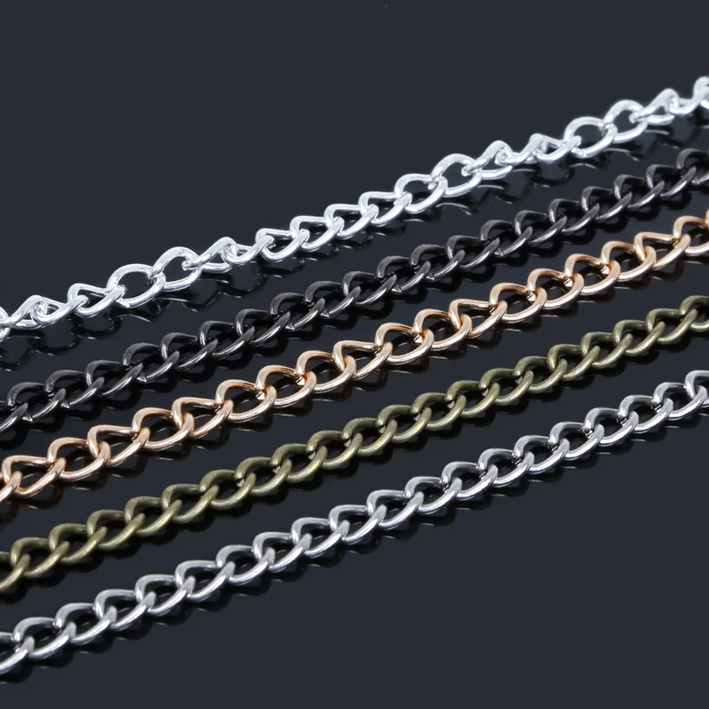 

5M/lot 2/3/4/6mm Metal Link Chain Iron Plated Gold Sliver for DIY Necklace Bracelet Fashion Jewelry Findings Making Accessori