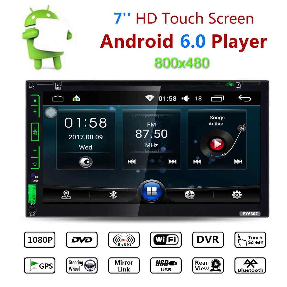 7 дюймовый Android 6 0 Автомобильный мультимедийный стерео плеер 2Din сенсорный