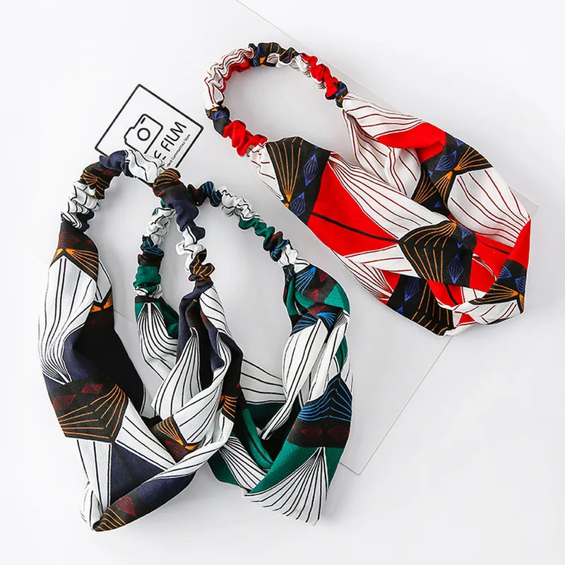 عالية الجودة بوهو النساء الأزهار النسيج عبر معقود القوس هيرباند كوريا غطاء الرأس السيدات العرق عطلة مهرجان تصفيف الشعر أداة