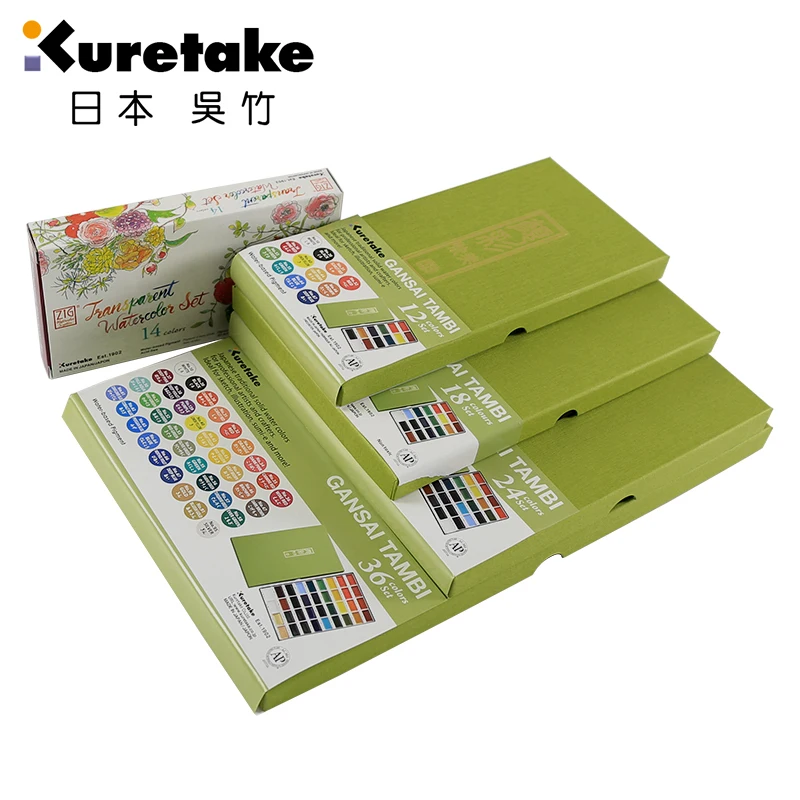 ZIG Kuretake Твердые акварельные краски в наборе свободно растворимые профессиональные краски использовать Япония 12 цветов/24 цвета/36 цветов