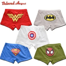 5 шт./лот, детские трусы для мальчиков с рисунком Супермена, Бэтмена, Человека-паука, чудо-женщины, Капитана Америки, трусы для подростков