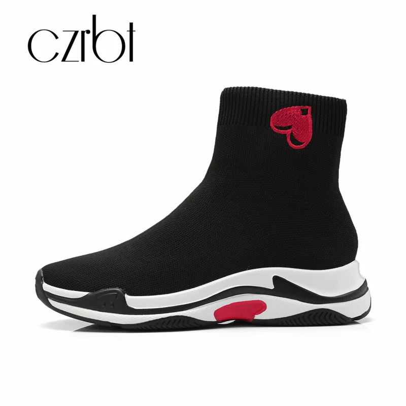 

czrbt 2018 New Wool Boots Knitting Comfortable Thick Bottom Joker Short Tube Sports Leisure Women's Boots