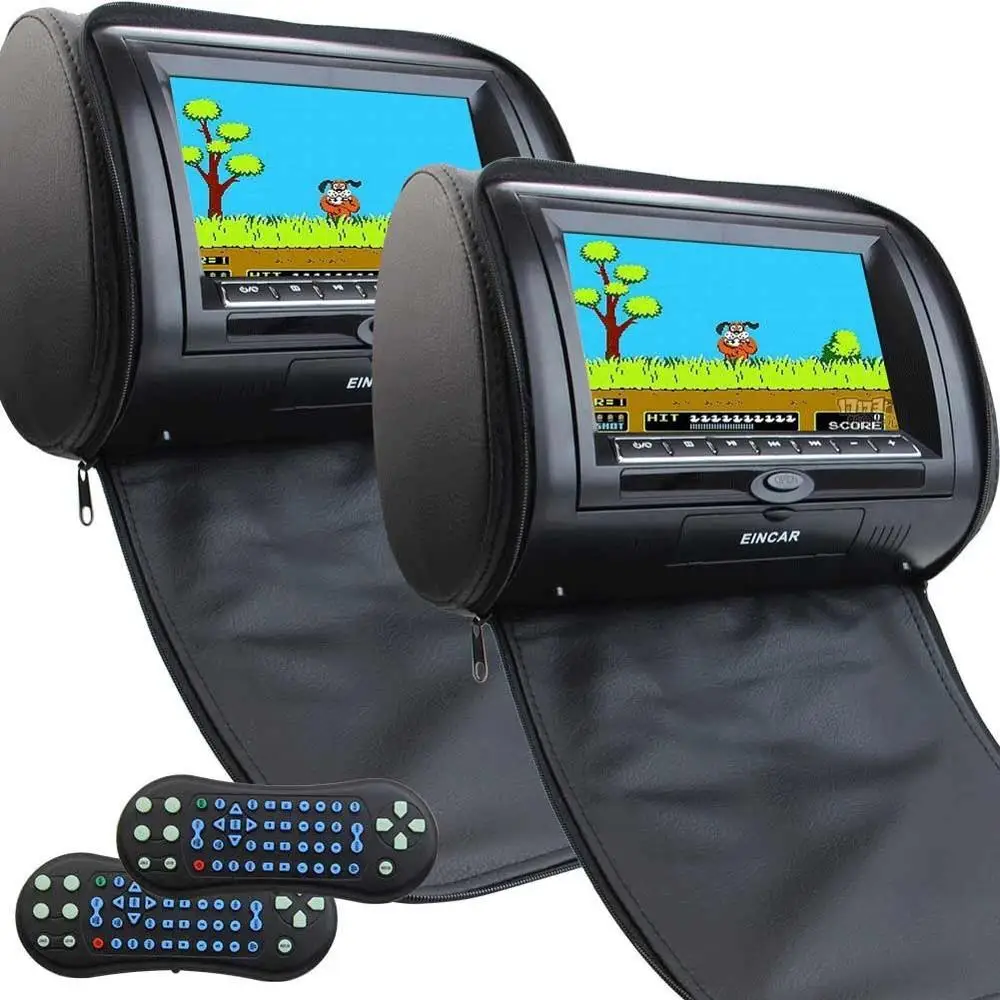 Universal Pair Of Black Headrests 2 x DVD Player 7 Inch LCD Screen Car