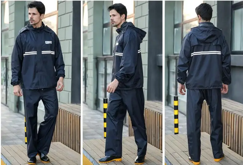 2.New Impermeable Raincoat Adult Jacket Pants Set Unisex Rain Poncho Thicker Police Rain Gear Motorcycle Rainsuit men's rain jacket