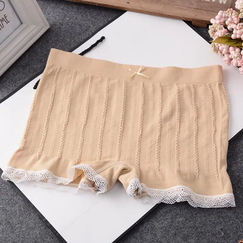 Hot Sales Women Cotton Corset Panties Seamless Anti Emptied Underwear Girl Briefs Slimming Lace Crochet Safety Short Pant - Цвет: N