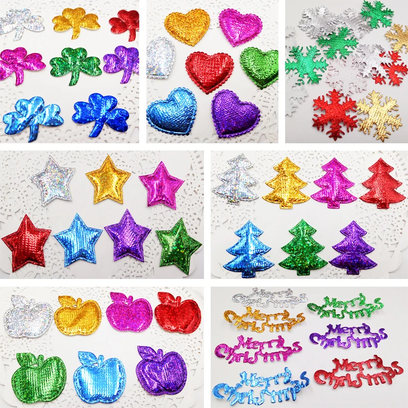 

60pcs/lot mix color Multi style Shiny DIY Apparel Accessories Padded Appliques Sewing Crafts