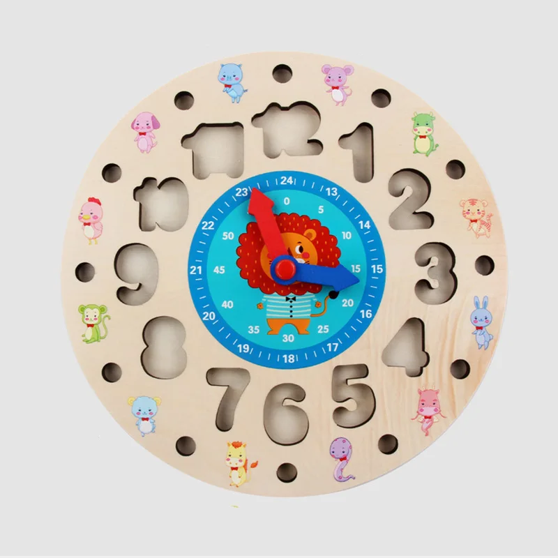 Деревянные игрушки учатся говорить время деревянные цифровые часы с животными Монтессори вспомогательный материал для обучения детей Детские Игрушки для раннего обучения для детей