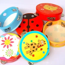 1 шт., Детские Обучающие деревянные барабанные погремушки с героями мультфильмов, Детские ручные барабанные игрушки, музыкальные барабанные погремушки, ударный инструмент, колокольчик, детский подарок