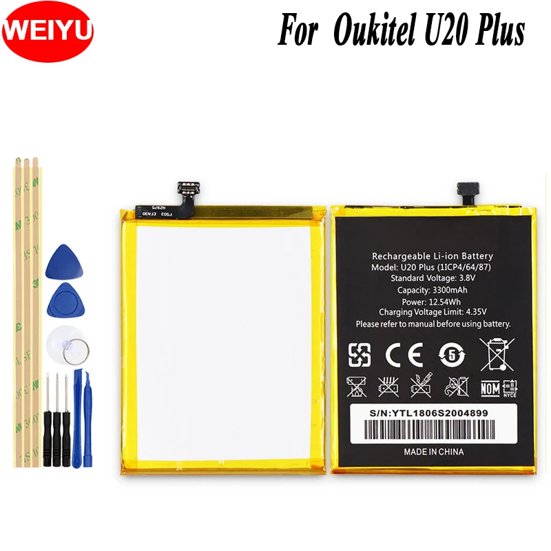 

3300mAh For Oukitel U20 Plus Battery High Quality Replacement Smartphone Battery For Oukitel U20 Plus with Free Tools Set