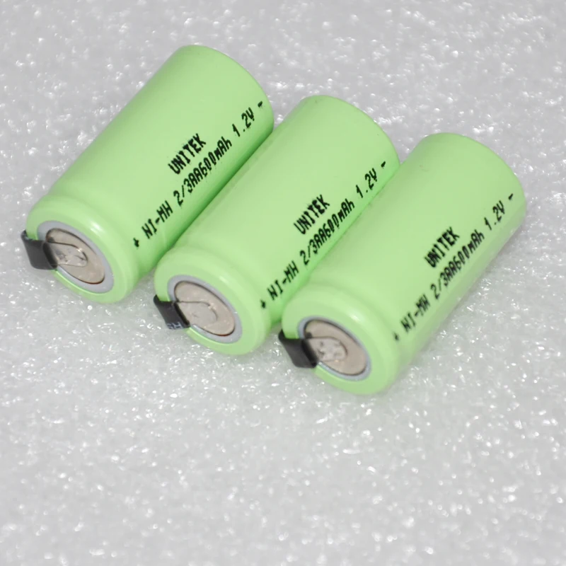 UNITEK 1,2 V 2/3AA аккумуляторная батарея 600mah 2/3 AA Ni-MH nimh ячейка с зажимом для электробритва зубной щетки