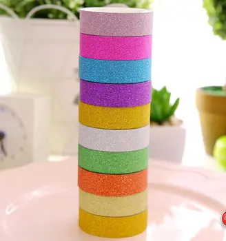 

1PCS New candy colour glitter washi Tape DIY Multifunction Decoration stationery Tape DIY Cute Cartoon Scrapbooking