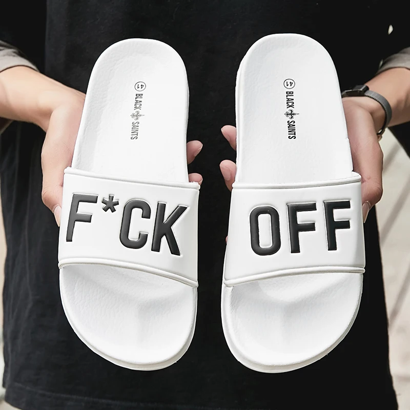 

Dropshipping Slippers 2019 Summer Men Shoes Casual Breathable Beach Sandals Slippers Wedge Black White Flip Flops Slides Flat