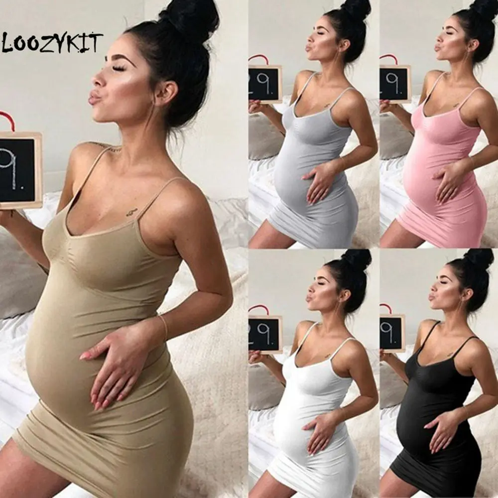 Loozykit Лето 2019 для беременных женское платье пикантные без рукавов с v-образным вырезом Беременность мама Vestidos Платье Пижама для беременных