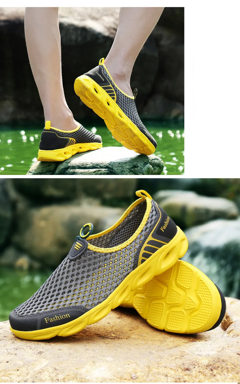 Мужская Спортивная обувь; Ультра-светильник; быстросохнущая обувь для пляжа, воды, речной ходьбы; Летняя мужская обувь на плоской подошве; дышащая обувь для прогулок на открытом воздухе
