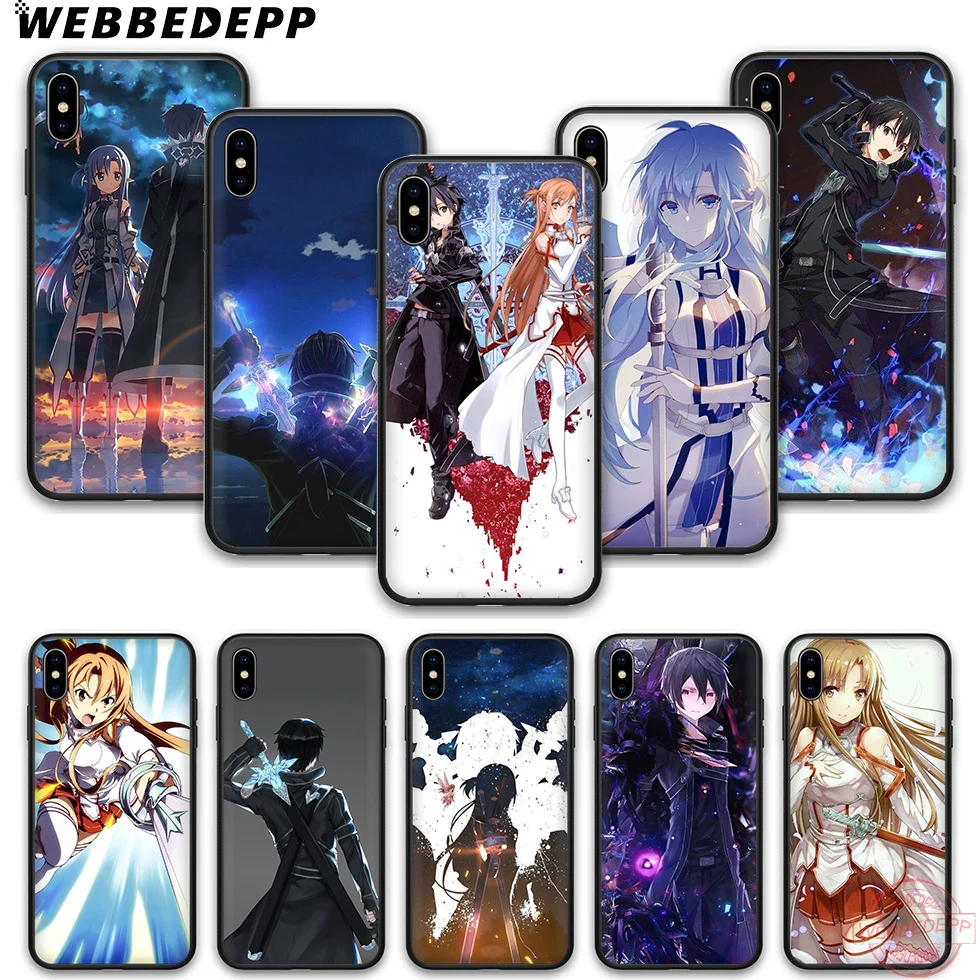 WEBBEDEPP SAO аниме Мягкий силиконовый чехол для телефона iPhone 5 6 7 8 Plus X XS XR Max.11 11peo 11proMax |