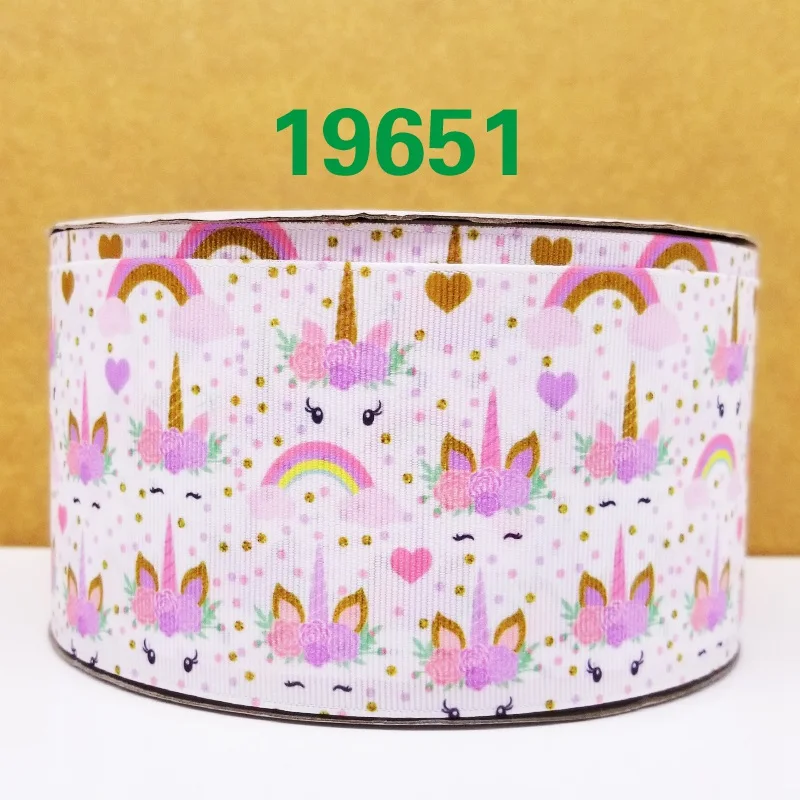 50 ярдов Единорог напечатанный grosgrain ленты 19666 - Цвет: 19651