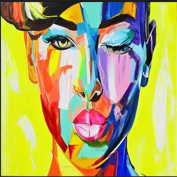 

Francoise Nielly face oil painting on canvas portrait Palette knife Impasto wall art pictures for home quadro caudro decoracion