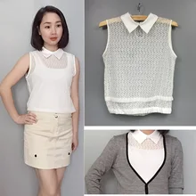 Белая женская дикая кружевная рубашка без рукавов темперамент красивая рубашка ложный воротник жилет