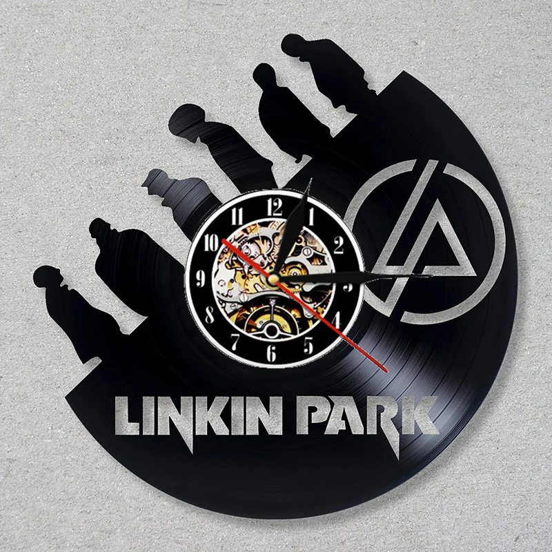 Linkin Park Виниловая пластинка настенные часы современный дизайн музыкальная тема рок-группа 3D Декоративные часы из винила настенные часы домашний декор 12"