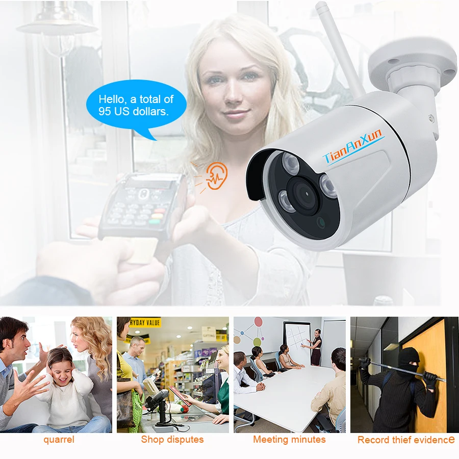  TIANANXUN IP WIFI Della Macchina Fotografica 1080P Audio video di registrazione yoosee 720P di Rete