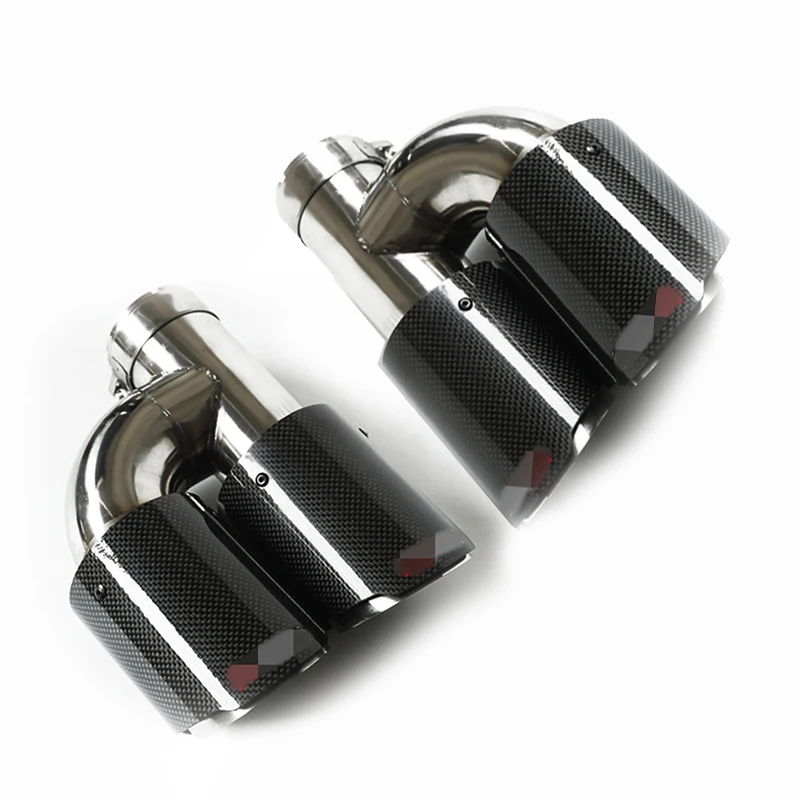 

63mm Inner 89mm Outside Dual Stainless Exhaust Tip Carbon Fiber Tailpipe H Shape Left + Right Car-Styling Exhaust Muffler Tip