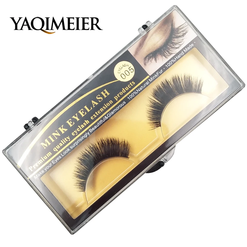 

YAQIMEIER Hand Made Mink Eyelashes 3d Mink Makeup Thick False Eyelashes Box Faux Cils False Eyelash Natural Long Eyelashes