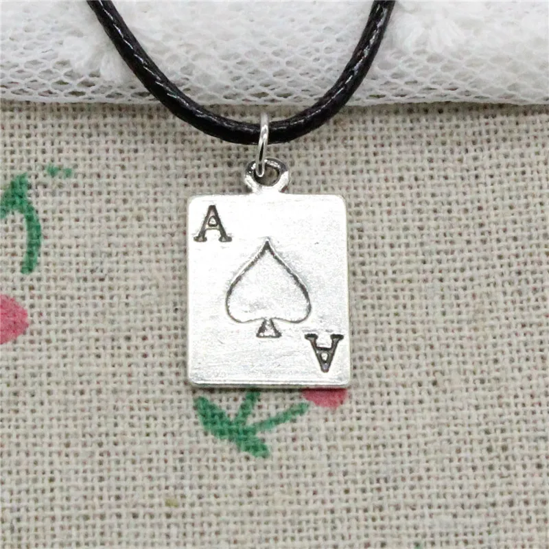 New Popular ace of spades playing card poker Pendants Necklace Charm