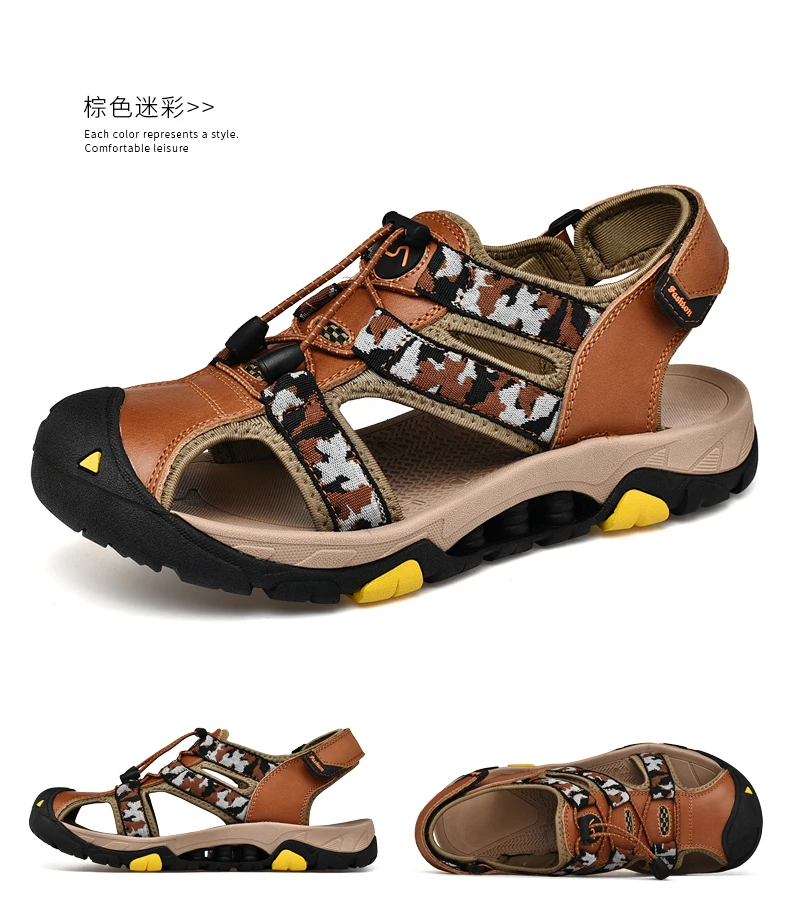 Модные летние сандалии из натуральной кожи мужская повседневная обувь кроссовки уличные мужская пляжная обувь резиновая подошва модная