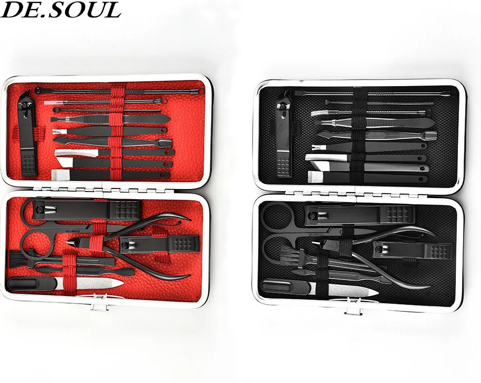 

17 PCS/set Nail Art Manicure Tools Set Nails Clipper Scissors Tweezer Knife Manicure Sets with Case For Nail Manicure Accessory