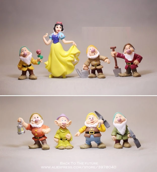 Disney 8 шт./компл. Белоснежка и семь гномов фигурку Модель Аниме мини украшения ПВХ Коллекционная Статуэтка игрушка модель подарок - Цвет: Белый