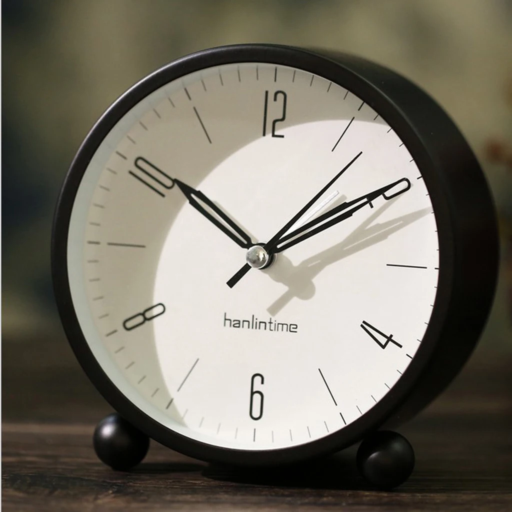 4inch Silent Non Ticking Quartz Battery Operated Round Bedsides Alarm Clock with Night Light for Kids Bedroom Student Dorm