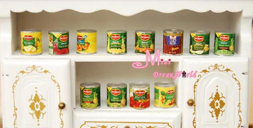 

Food Fruit Cans 12PCS Kitchen Dinning Room 1:12 Dollhouse Miniature Home Decoration DIY