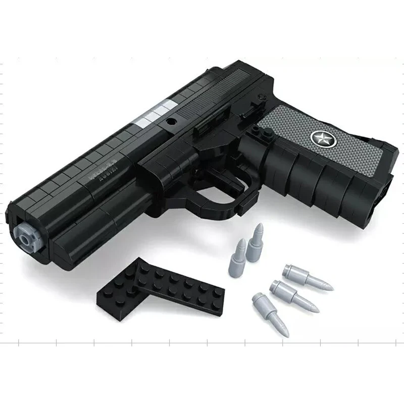 

QSZ92 Semiautomatic Pistol Arms Model 1:1 3D 327pcs Black Model Brick Gun Building Block Set Toy Compatible With