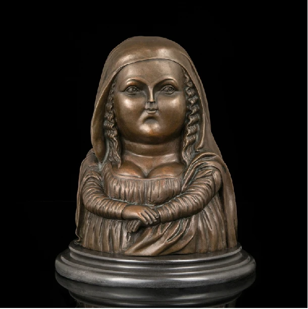Lost Wax Delicate Abstract Copper Sculptures Bronze Mona Lisa Statue