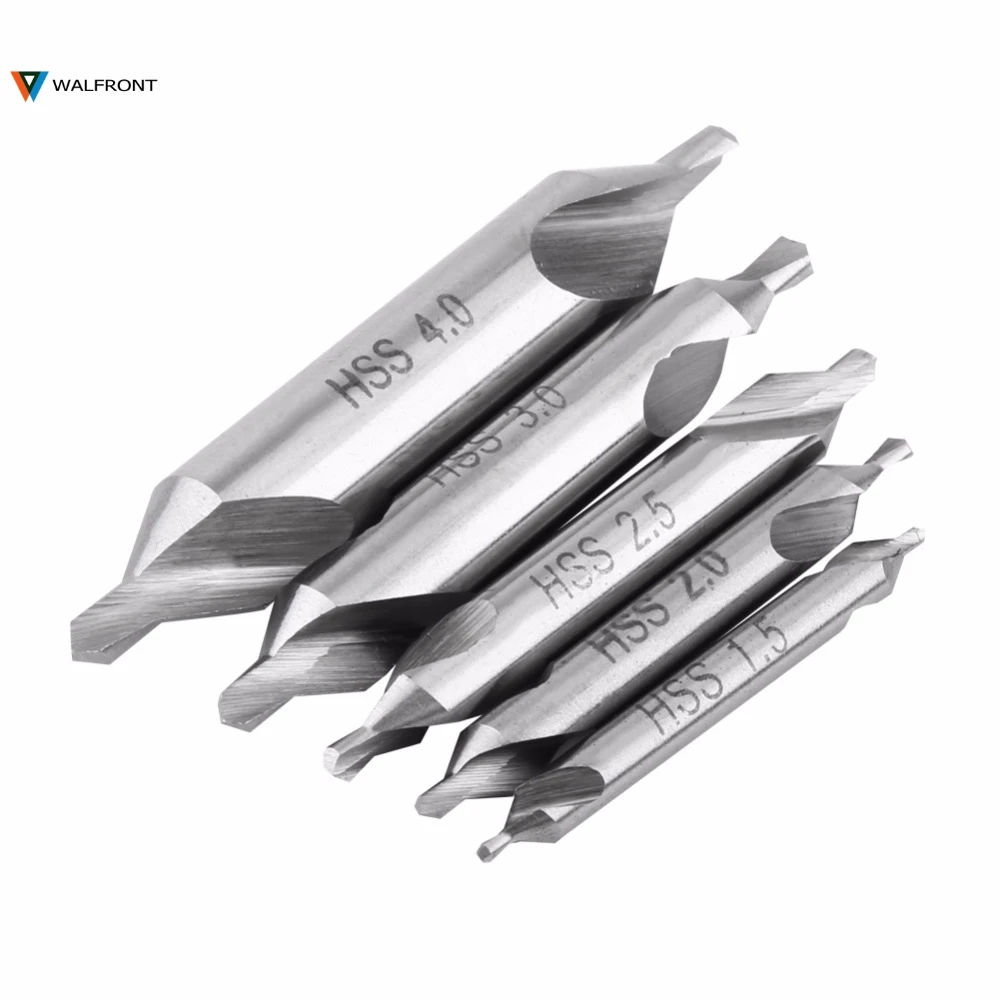 5pcs HSS Combined Center Drills Countersinks 60 Degree Angle Bit Set