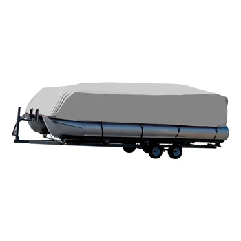 

600D PU Coated Heavy Duty TrailerablePontoon Boat Cover,17'-20'X96",High Quality Waterproof Boat Cover ,With 10 Traps