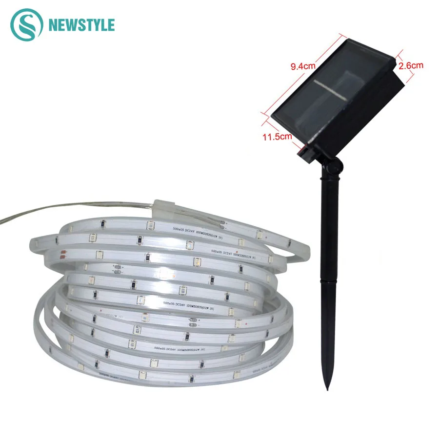 Светодиодная лента SMD2835 на солнечной батарее водонепроницаемая IP67 1600 мАч 3 режима