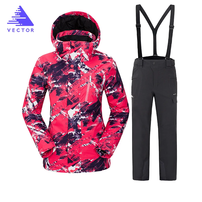 VECTOR de marca traje de esquí traje de las mujeres caliente impermeable esquí trajes damas de deporte al aire libre abrigos de invierno Snowboard nieve chaquetas y pantalones