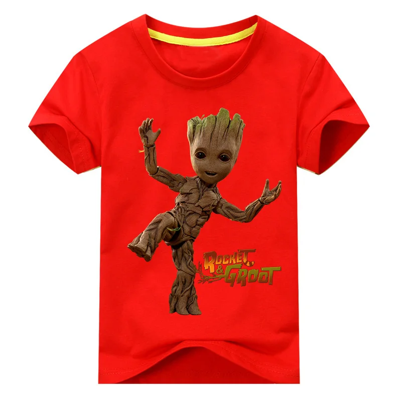 Новые детские летние повседневные белые футболки топы, одежда для малышей, футболка с принтом Грут футболка для мальчиков и девочек Детские футболки с 3D рисунком, DX040 - Цвет: Red Shirt