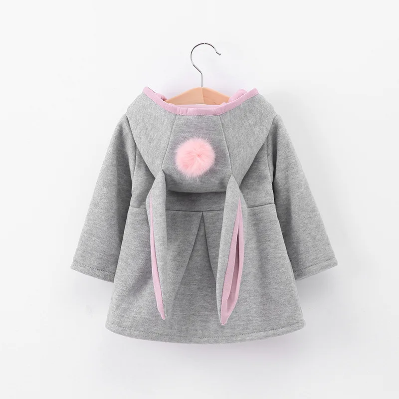 Best Winter autumn baby girls coat Long sleeve 3D Rabbit ears fashion casual hoodies kids clothes clothi