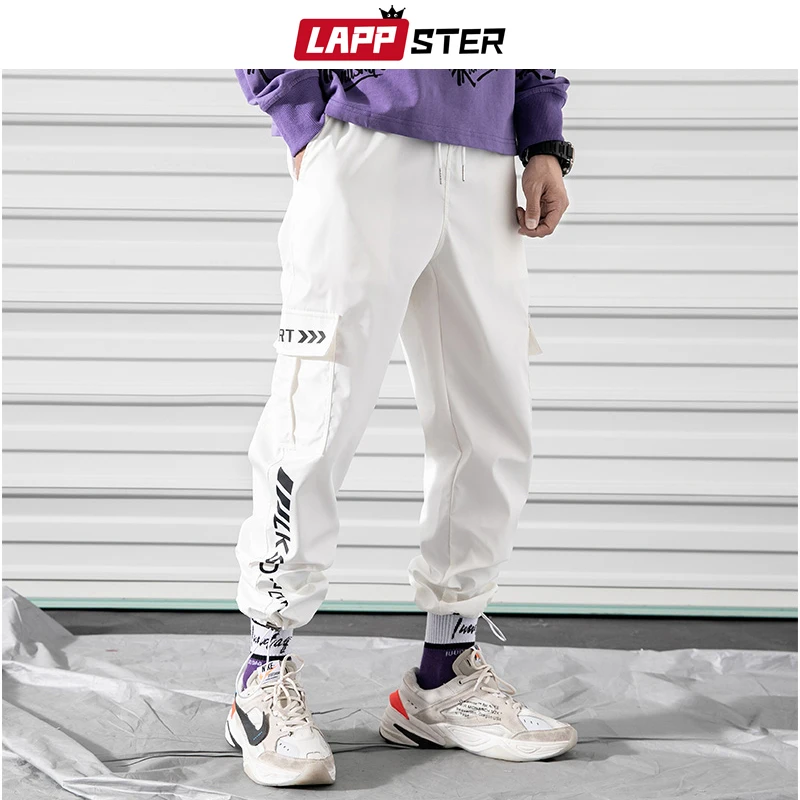 LAPPSTER الرجال الشارع الشهير ركض السراويل 2019 الهيب هوب الصيف البضائع السراويل الموضات الأبيض عارضة عرق السراويل رجل المسار السراويل